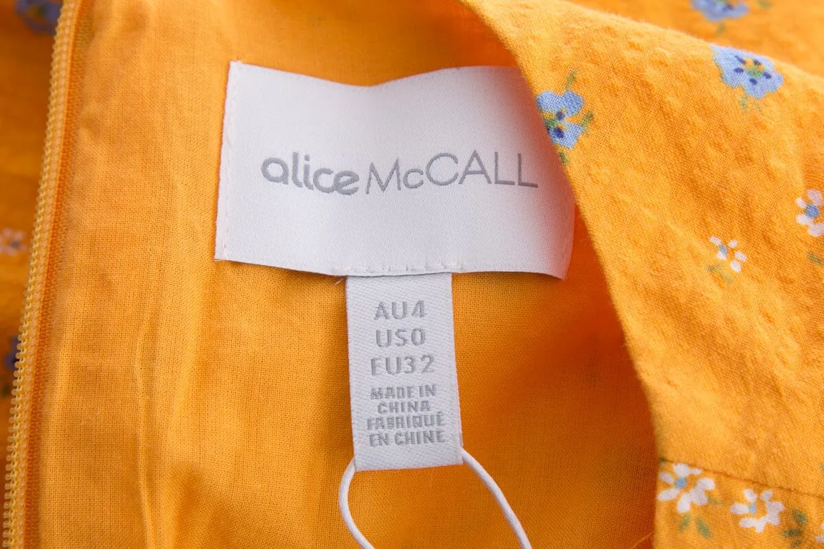Alice Mccall Orange Floral Long Sleeve Mini Dress SZ 0 NWT