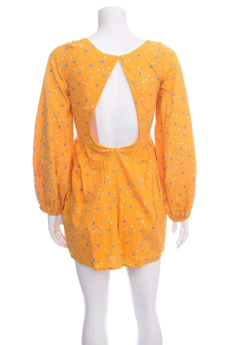 Alice Mccall Orange Floral Long Sleeve Mini Dress SZ 0 NWT