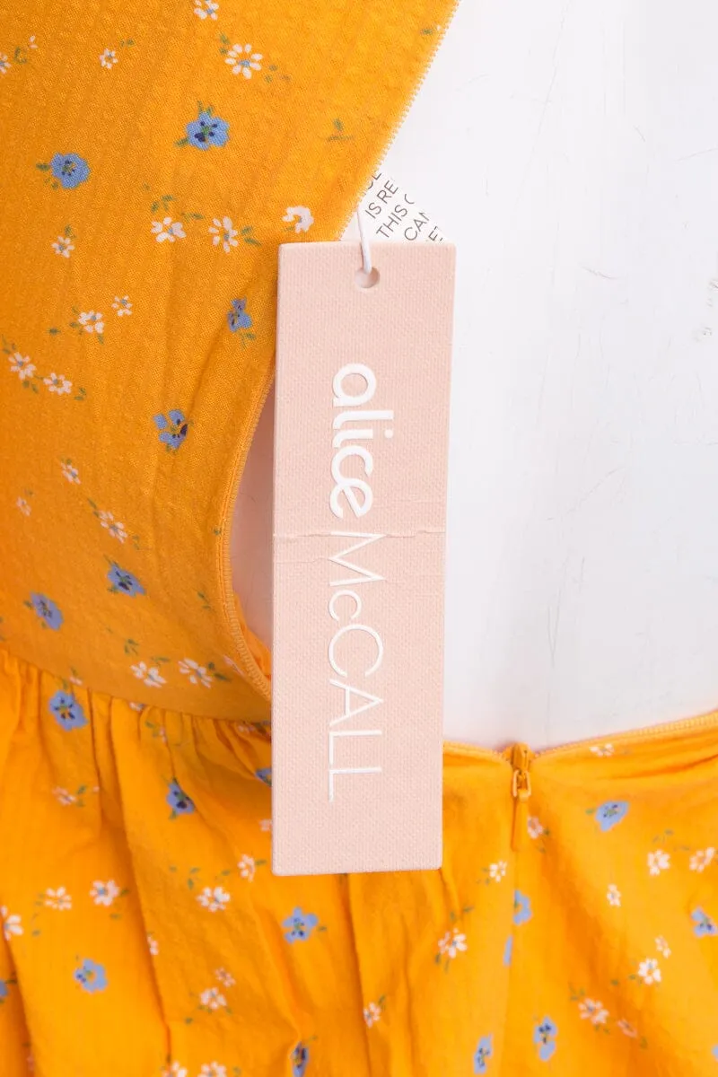 Alice Mccall Orange Floral Long Sleeve Mini Dress SZ 0 NWT