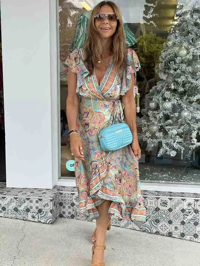 Ava Wrap Dress - Aqua Splash