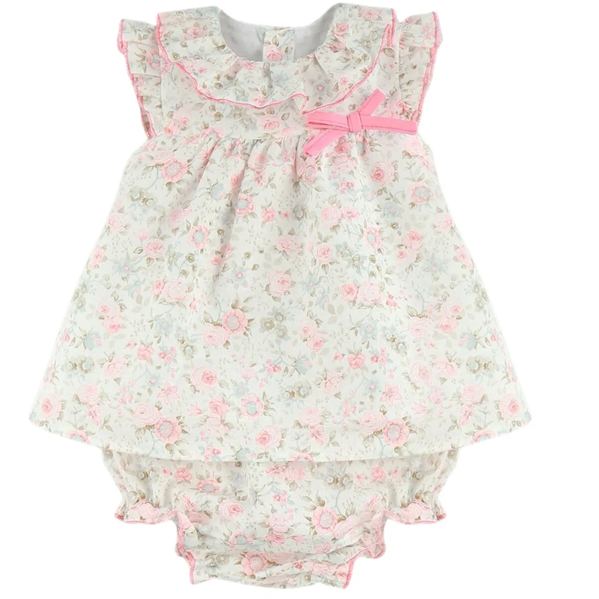 Baby Ferr Baby Girls Peach Floral Dress
