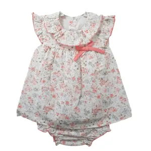 Baby Ferr Baby Girls Peach Floral Dress