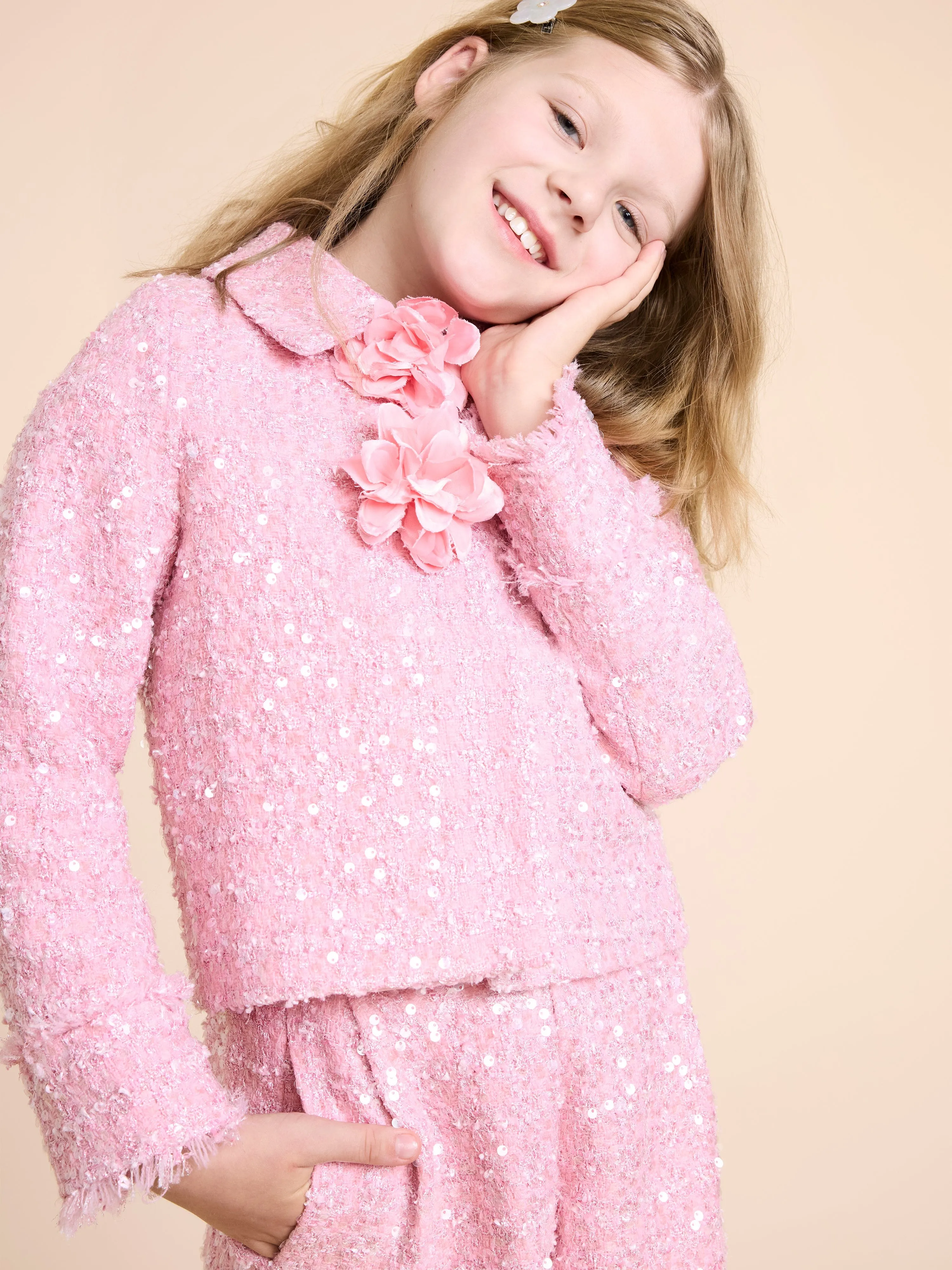 BCBG Girls Rose Tweed Jacket in Pink