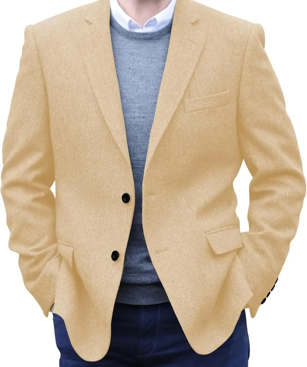 Big Men's Herringbone Tweed Blazer in British Wool Blend