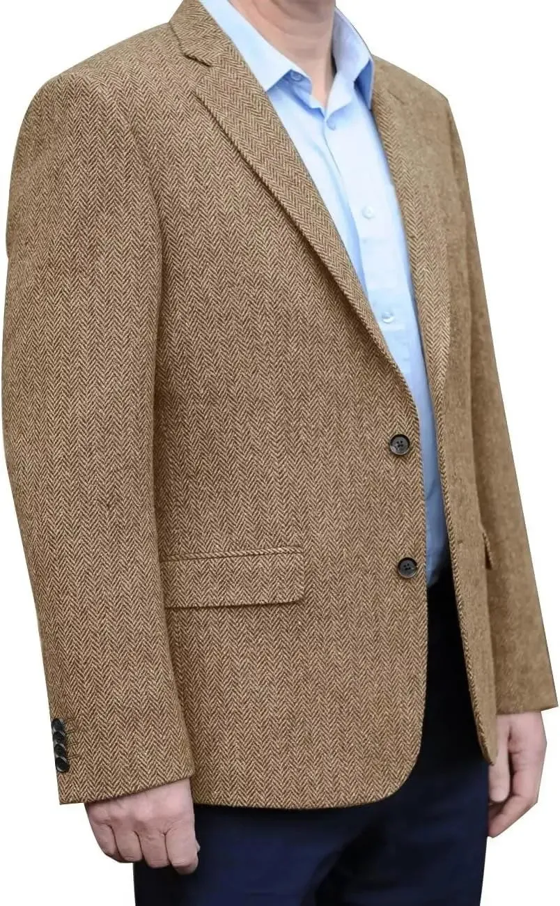 Big Men's Herringbone Tweed Blazer in British Wool Blend