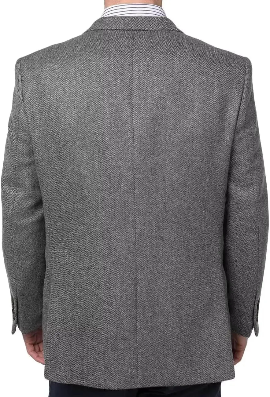Big Men's Herringbone Tweed Blazer in British Wool Blend