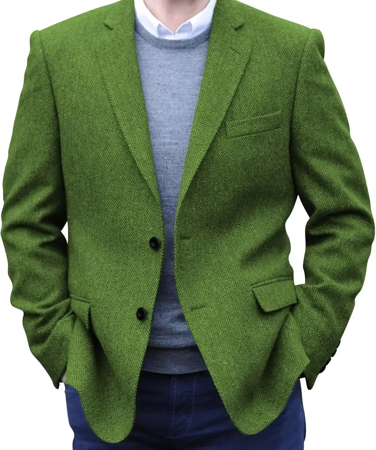Big Men's Herringbone Tweed Blazer in British Wool Blend