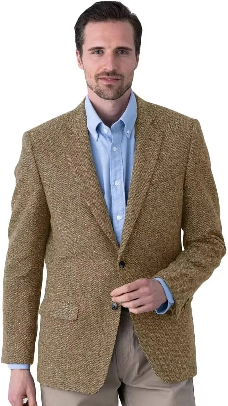 Big Men's Herringbone Tweed Blazer in British Wool Blend