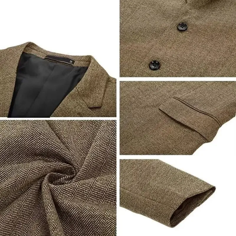 Big Men's Herringbone Tweed Blazer in British Wool Blend