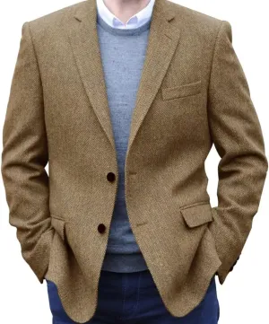 Big Men's Herringbone Tweed Blazer in British Wool Blend
