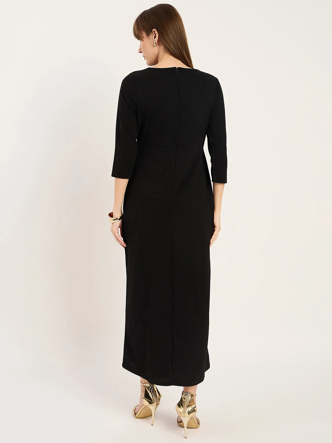 Black Fixed Wrap Maxi Dress