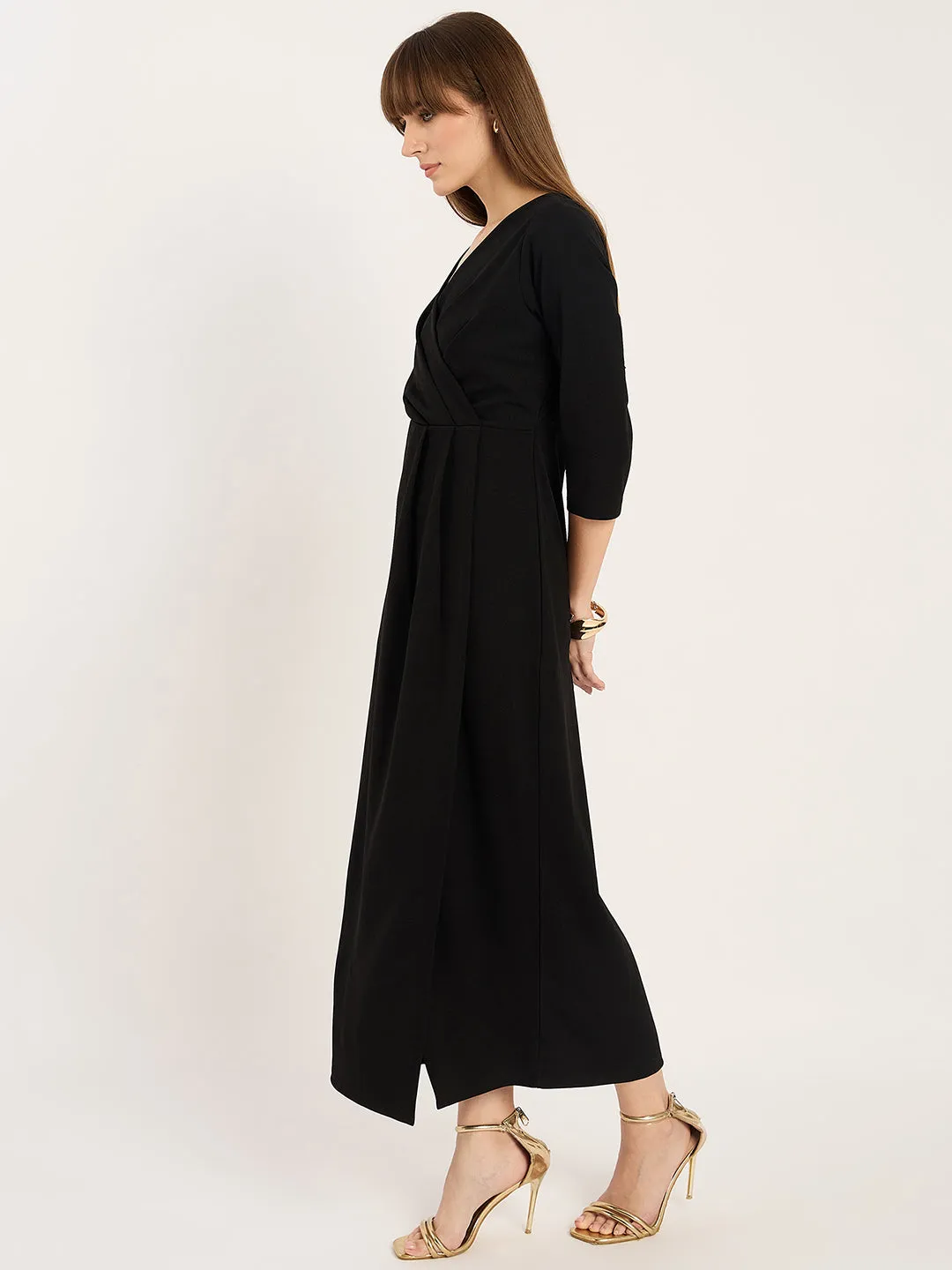 Black Fixed Wrap Maxi Dress