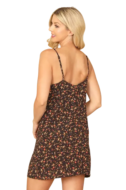 Black Orange Spaghetti Strap V Neck Floral Mini Dress - Pack of 5