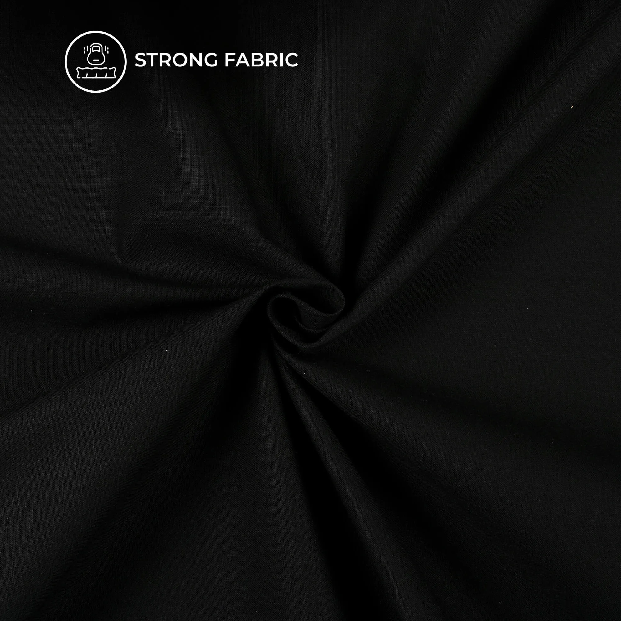 Black Plain Textured Linen Slub Fabric  (Width 54 Inches)