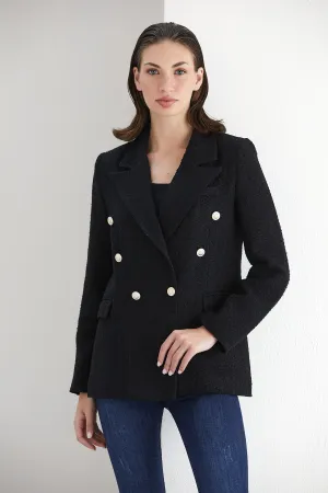 BlackTweed Double Breasted Blazer