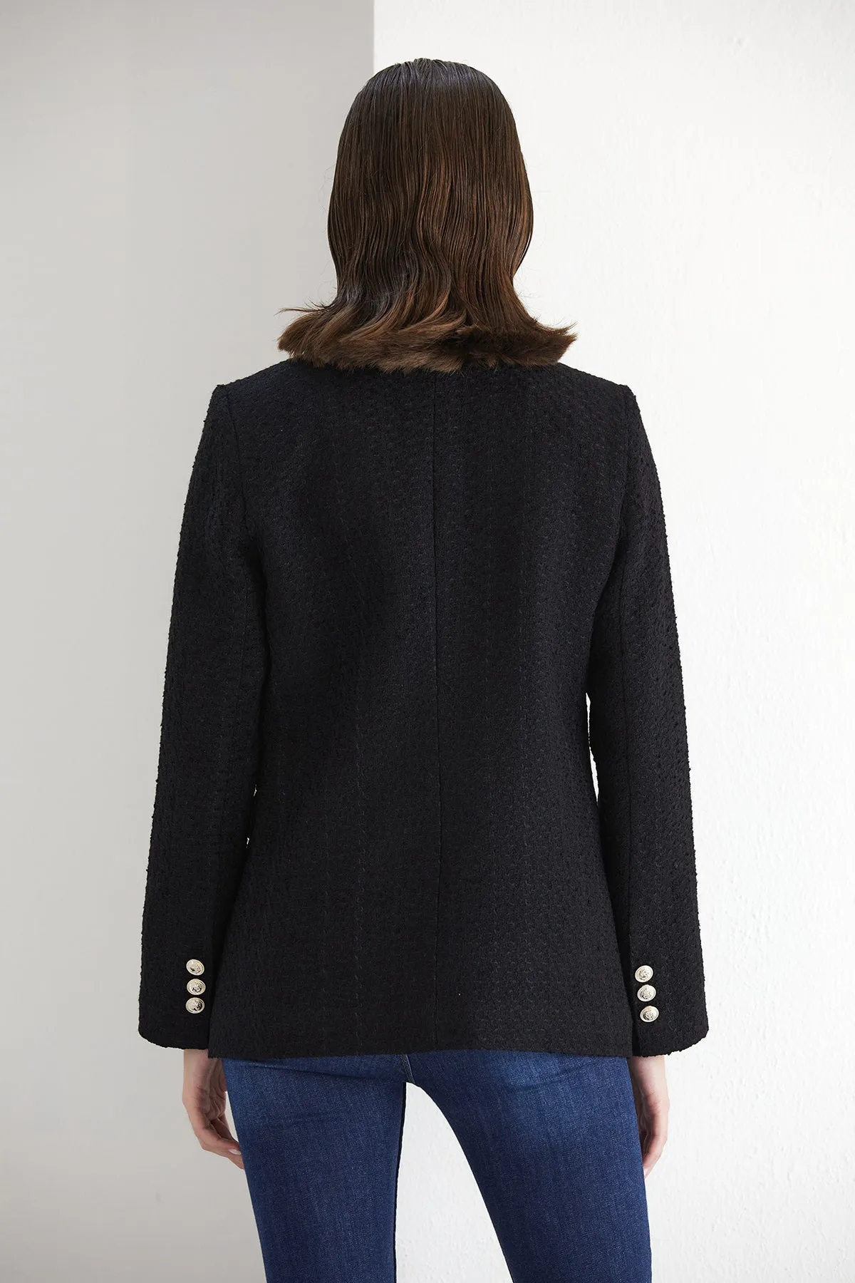 BlackTweed Double Breasted Blazer