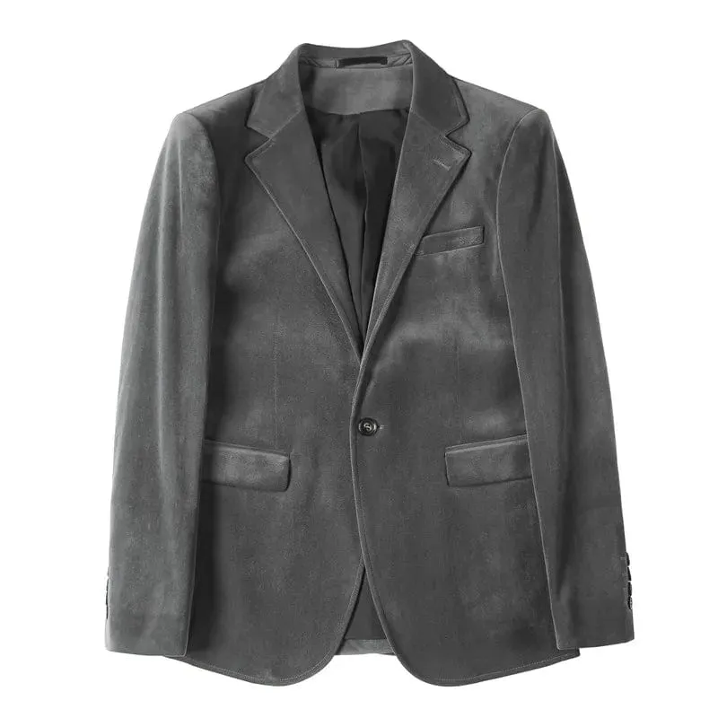 Blazer Hombre Autumn Winter New Fashion Velvet Blazer Jackets For Men Korean Luxury Clothing Slim Fit Formal Suit Coats Black
