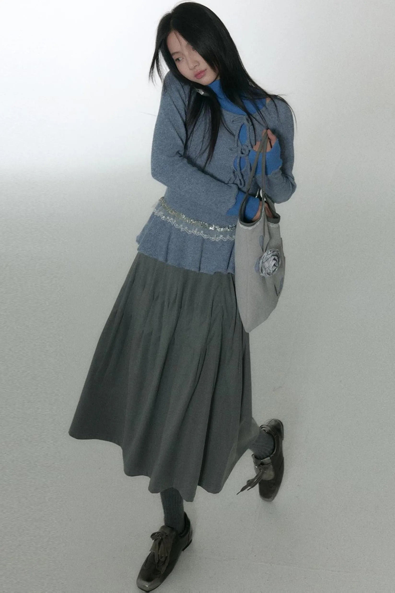 Blue Turtleneck Top