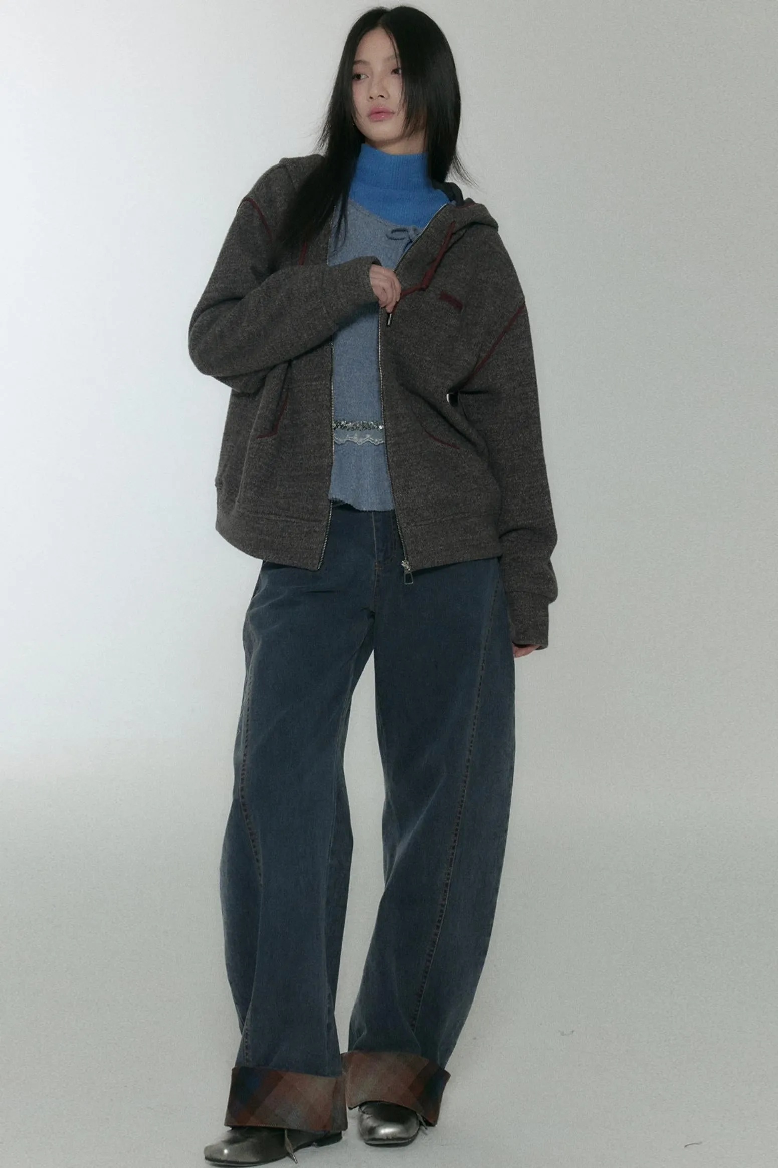 Blue Turtleneck Top