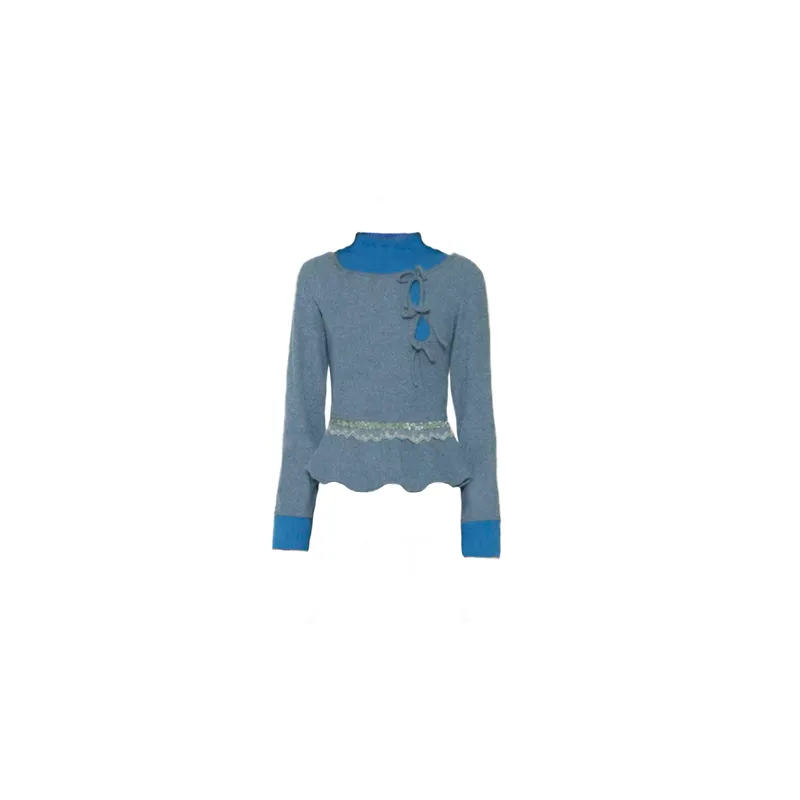 Blue Turtleneck Top