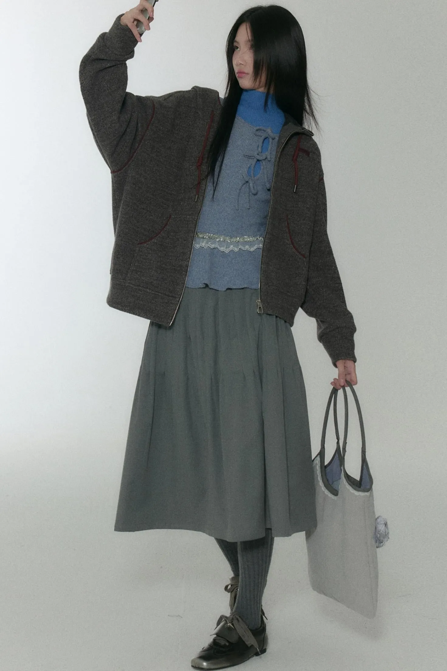 Blue Turtleneck Top