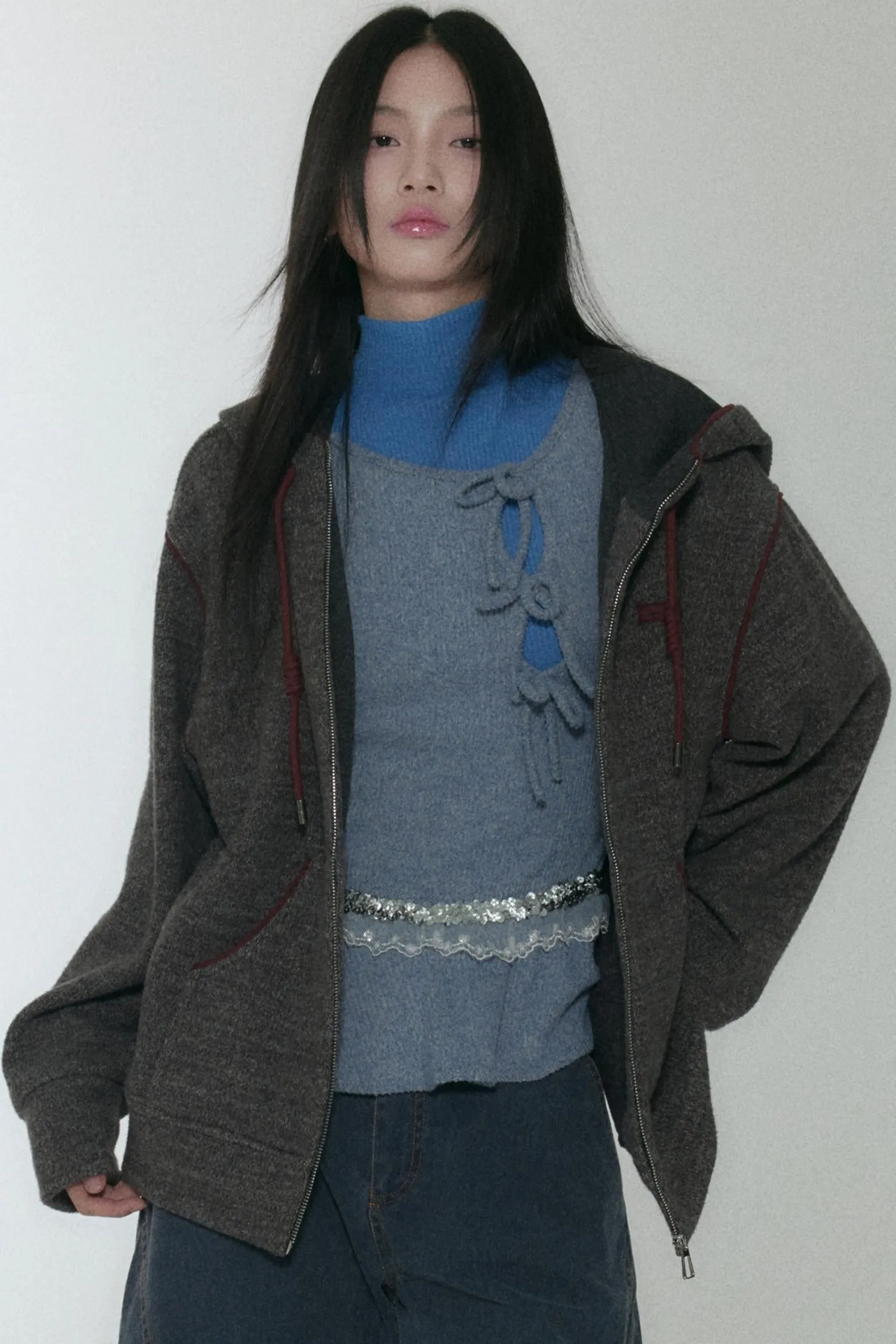 Blue Turtleneck Top