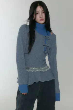Blue Turtleneck Top