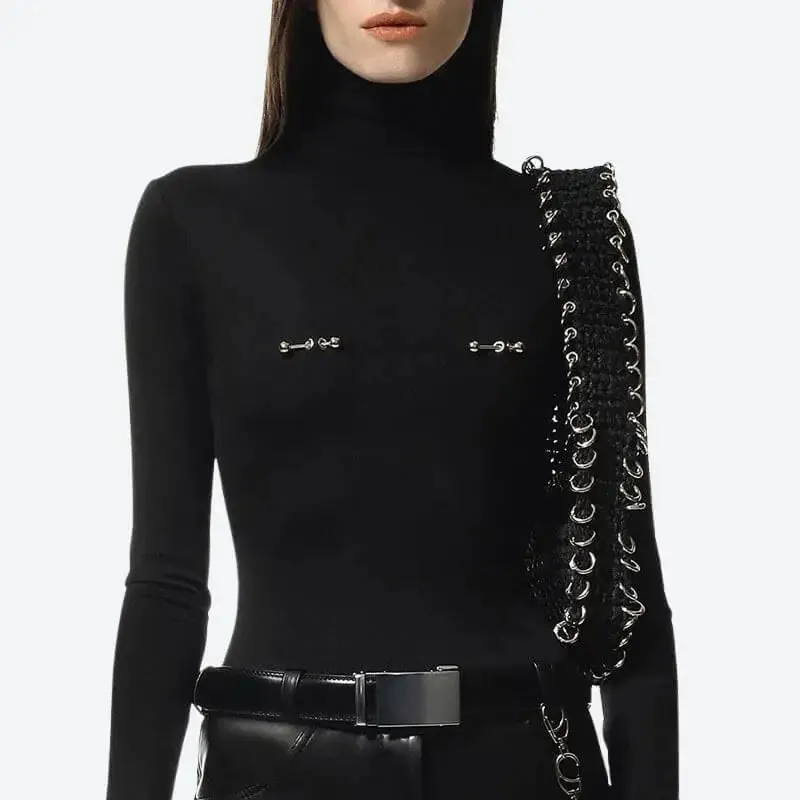 Bodycon Piercing Top with Faux Nipple Piercings for Y2K Style