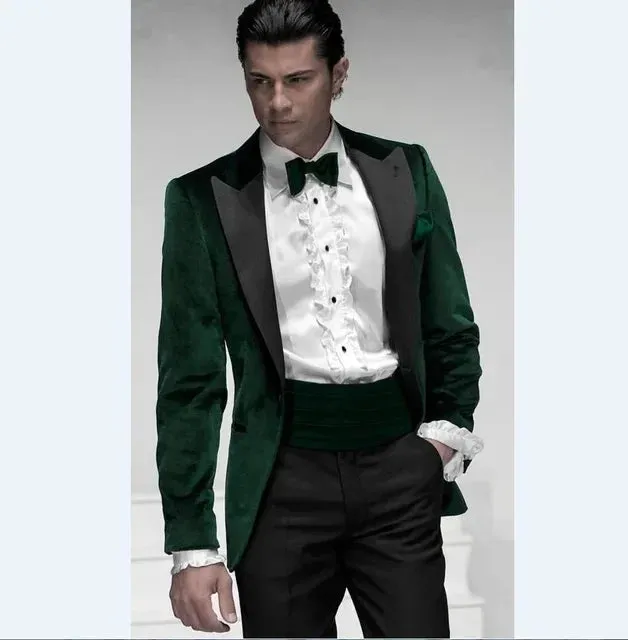 Bonsir Purple Velvet Slim Fit Men Suit Blazers Groomsmen Tuxedos Prom Casual Velour Mens Suit Wedding Groom Clothes(Jacket Pants)
