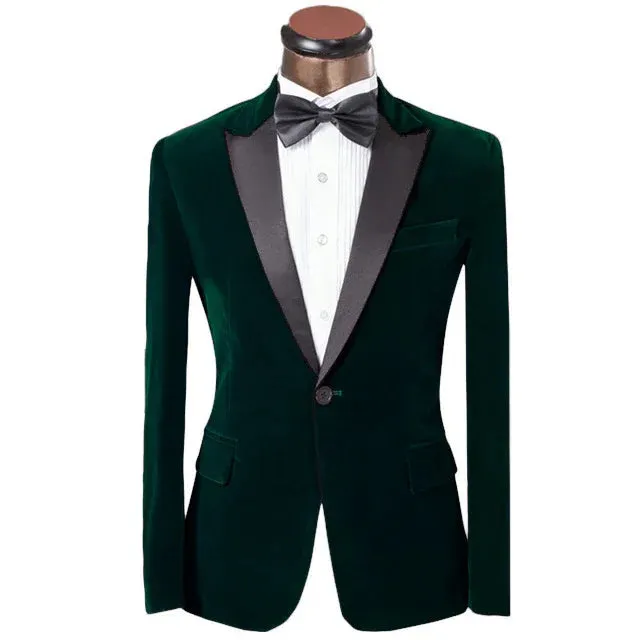 Bonsir Purple Velvet Slim Fit Men Suit Blazers Groomsmen Tuxedos Prom Casual Velour Mens Suit Wedding Groom Clothes(Jacket Pants)