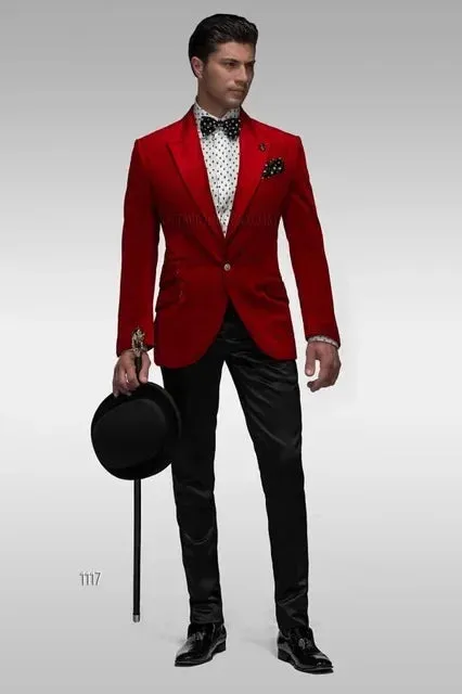 Bonsir Purple Velvet Slim Fit Men Suit Blazers Groomsmen Tuxedos Prom Casual Velour Mens Suit Wedding Groom Clothes(Jacket Pants)