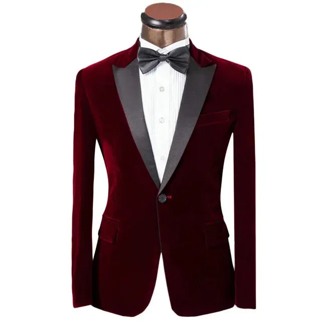 Bonsir Purple Velvet Slim Fit Men Suit Blazers Groomsmen Tuxedos Prom Casual Velour Mens Suit Wedding Groom Clothes(Jacket Pants)