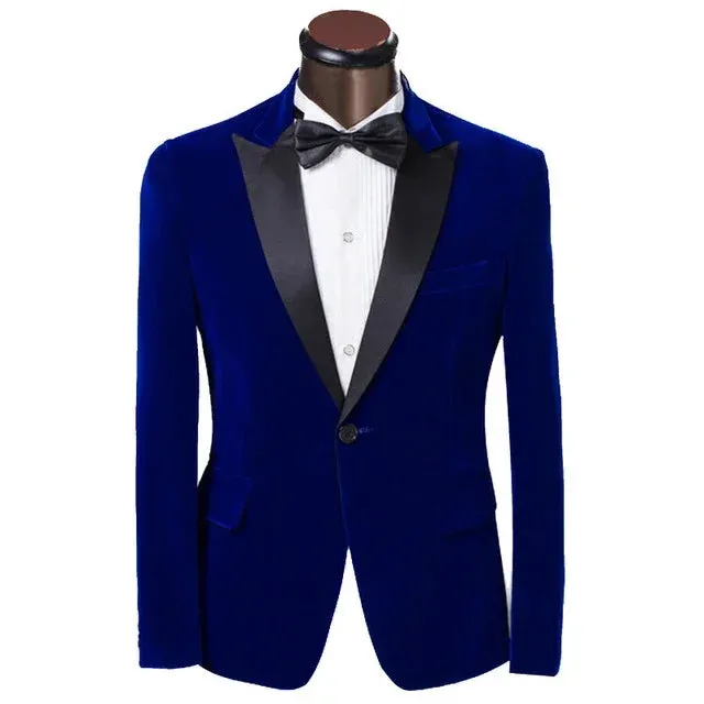 Bonsir Purple Velvet Slim Fit Men Suit Blazers Groomsmen Tuxedos Prom Casual Velour Mens Suit Wedding Groom Clothes(Jacket Pants)