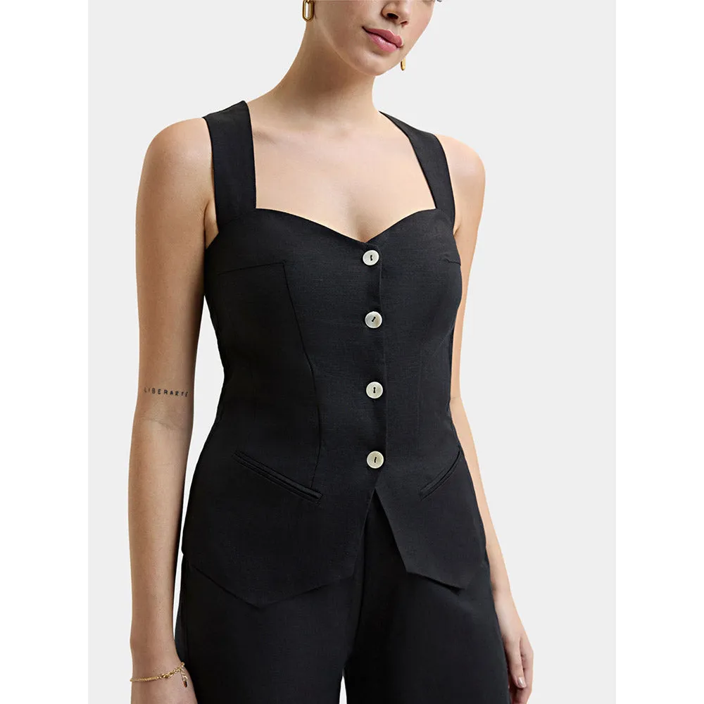 Bouji Capri Linen Waist Coat Black