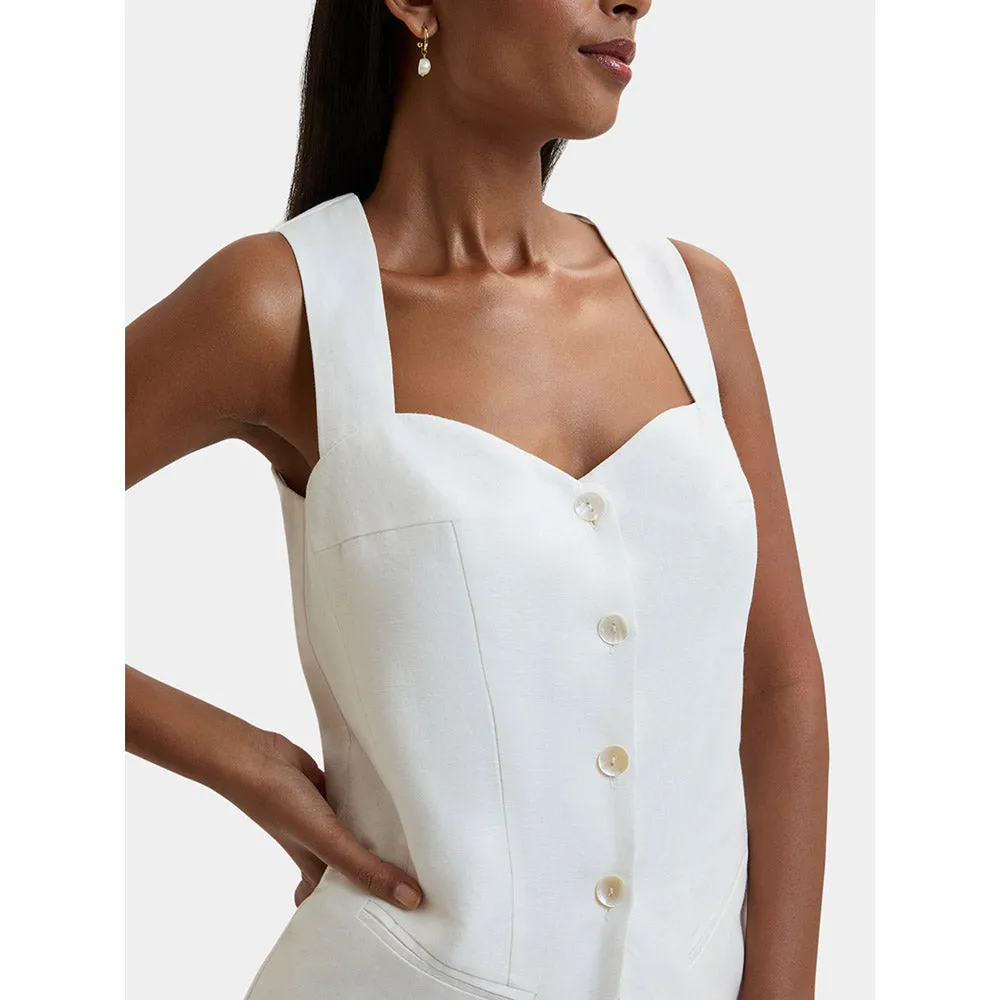 Bouji Capri Linen Waist Coat White