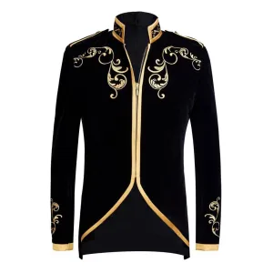 British Style Velvet Gold Embroidery Blazer