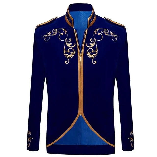 British Style Velvet Gold Embroidery Blazer