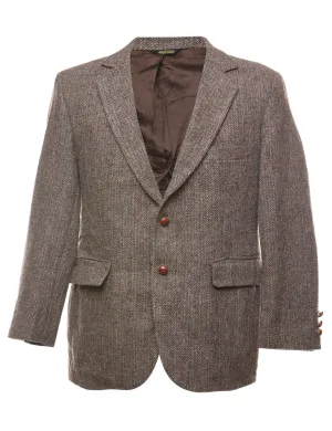 Brown Harris Tweed Herringbone Tweed Blazer - L