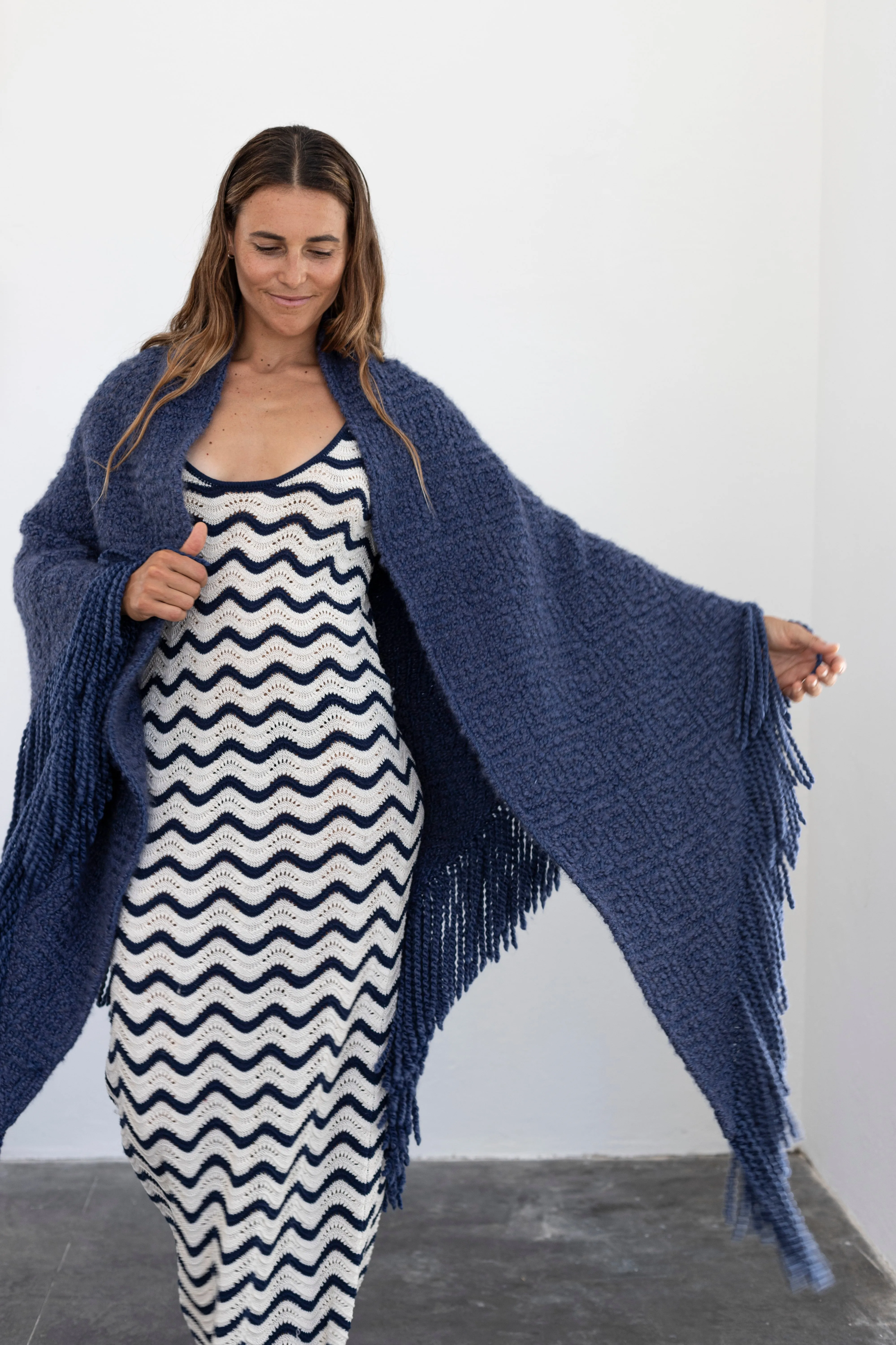 Cashmere Shawl Gabrielle - Navy
