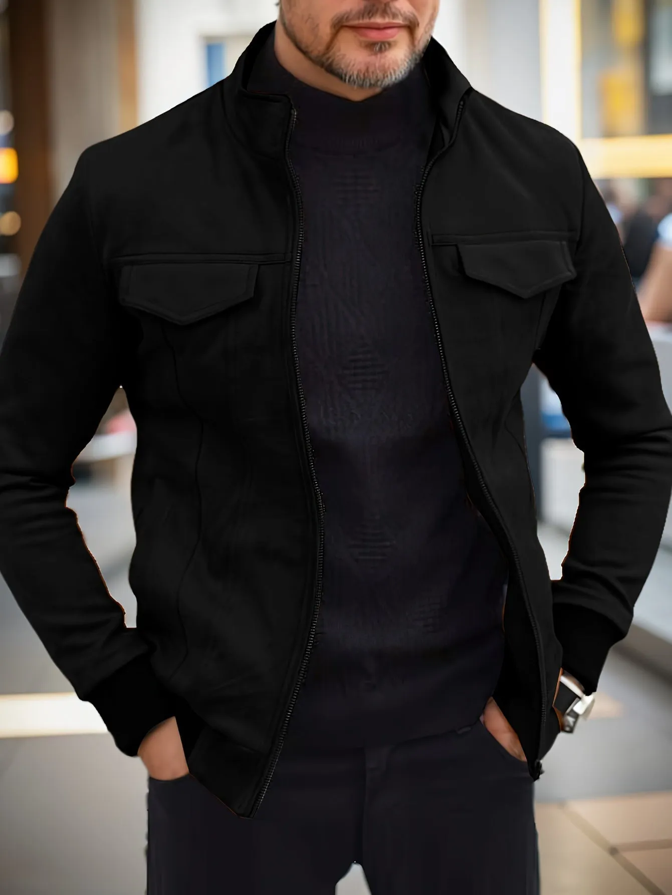 Casual warm suede velvet print jacket for men | Ideal for fall/winter
