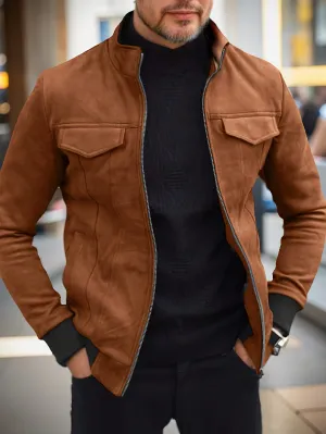 Casual warm suede velvet print jacket for men | Ideal for fall/winter