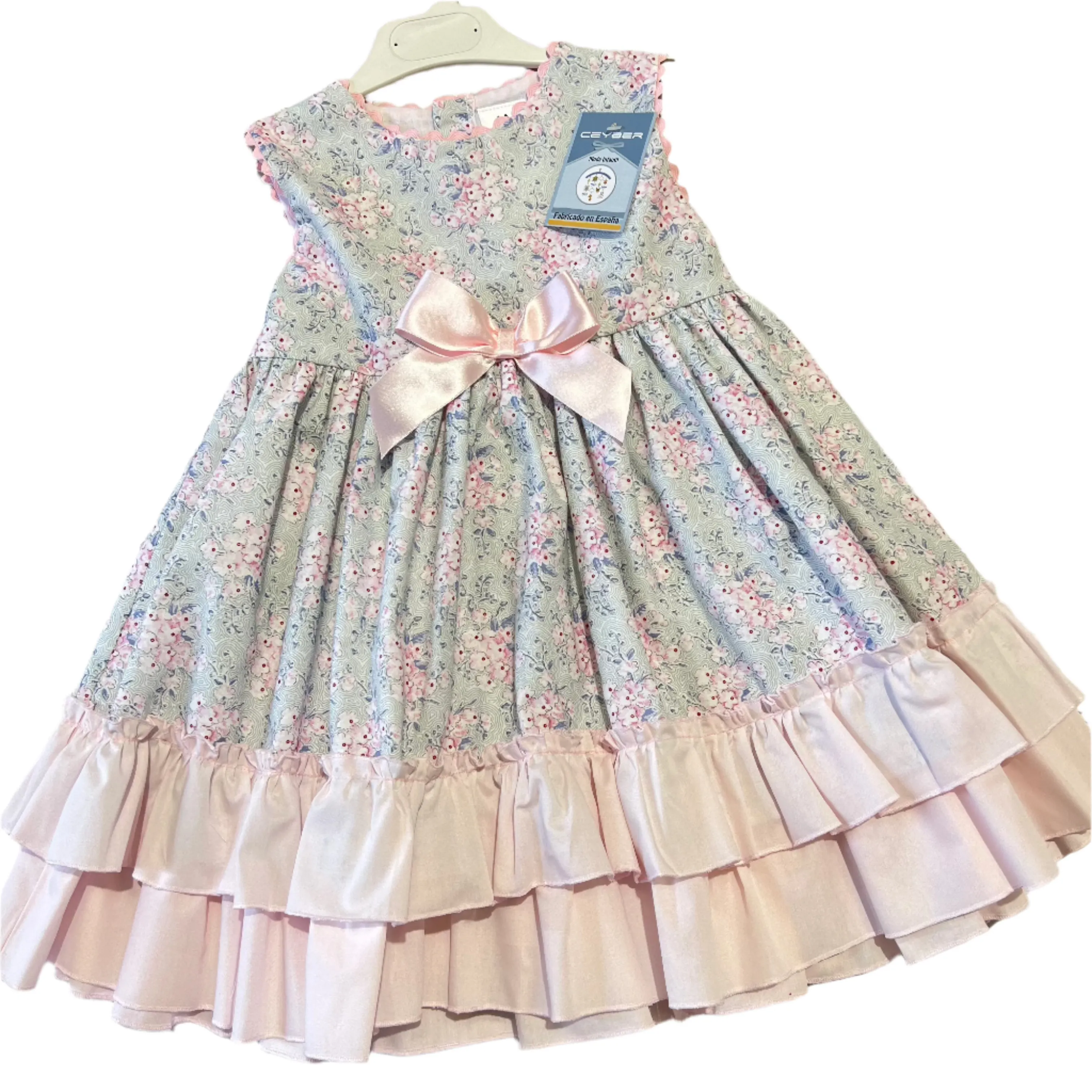 Ceyber Older Girls Mint and Pink Floral Dress