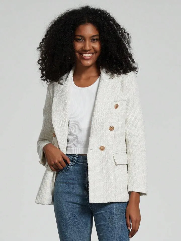 CM-CS592351 Women Elegant Seoul Style Collar Neckline Long Sleeve Double Breasted Suit Jacket