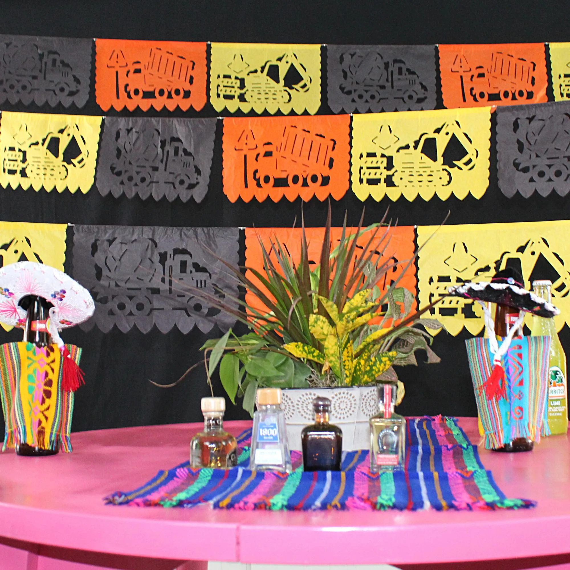 Construction Trucks Papel Picado Banner