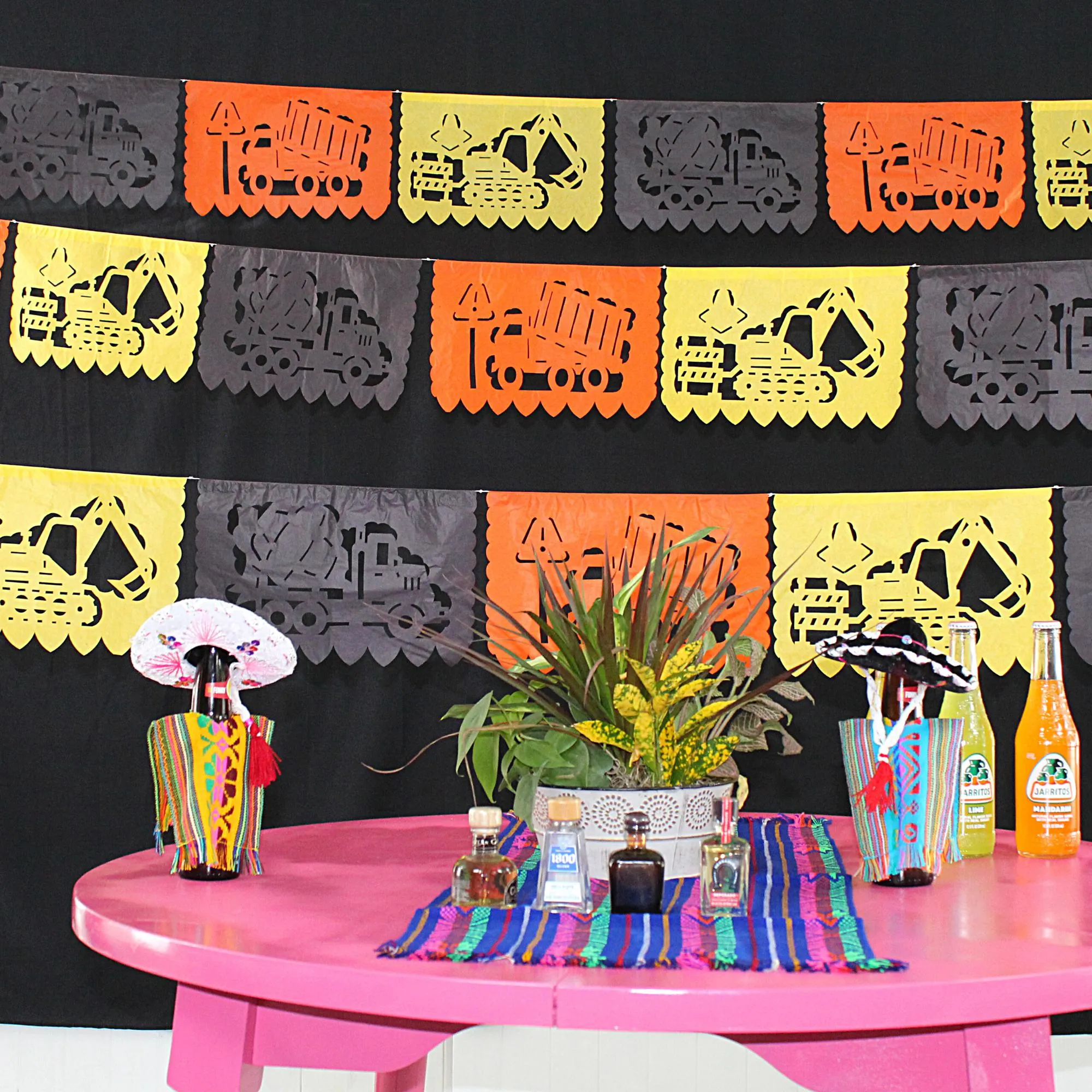 Construction Trucks Papel Picado Banner