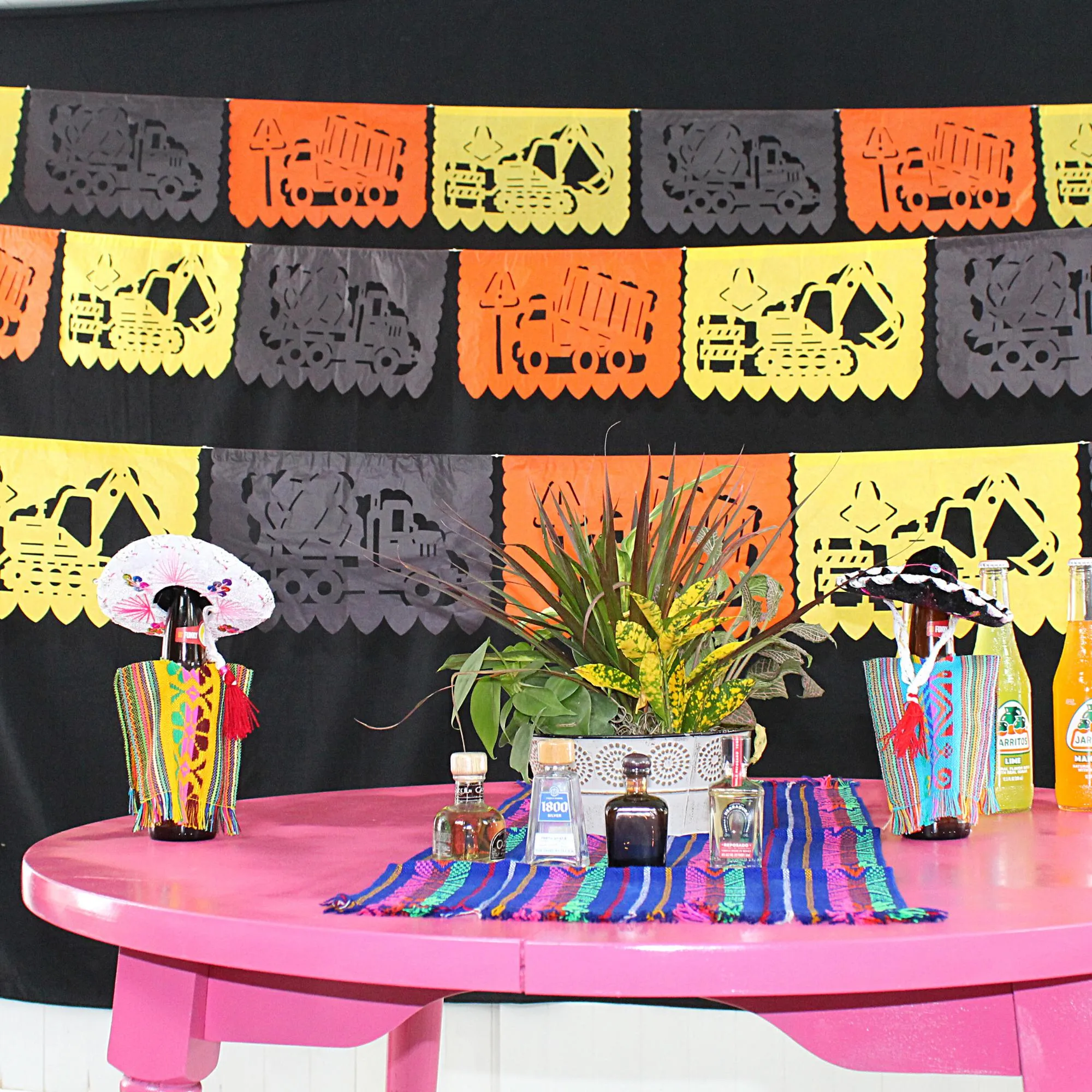 Construction Trucks Papel Picado Banner