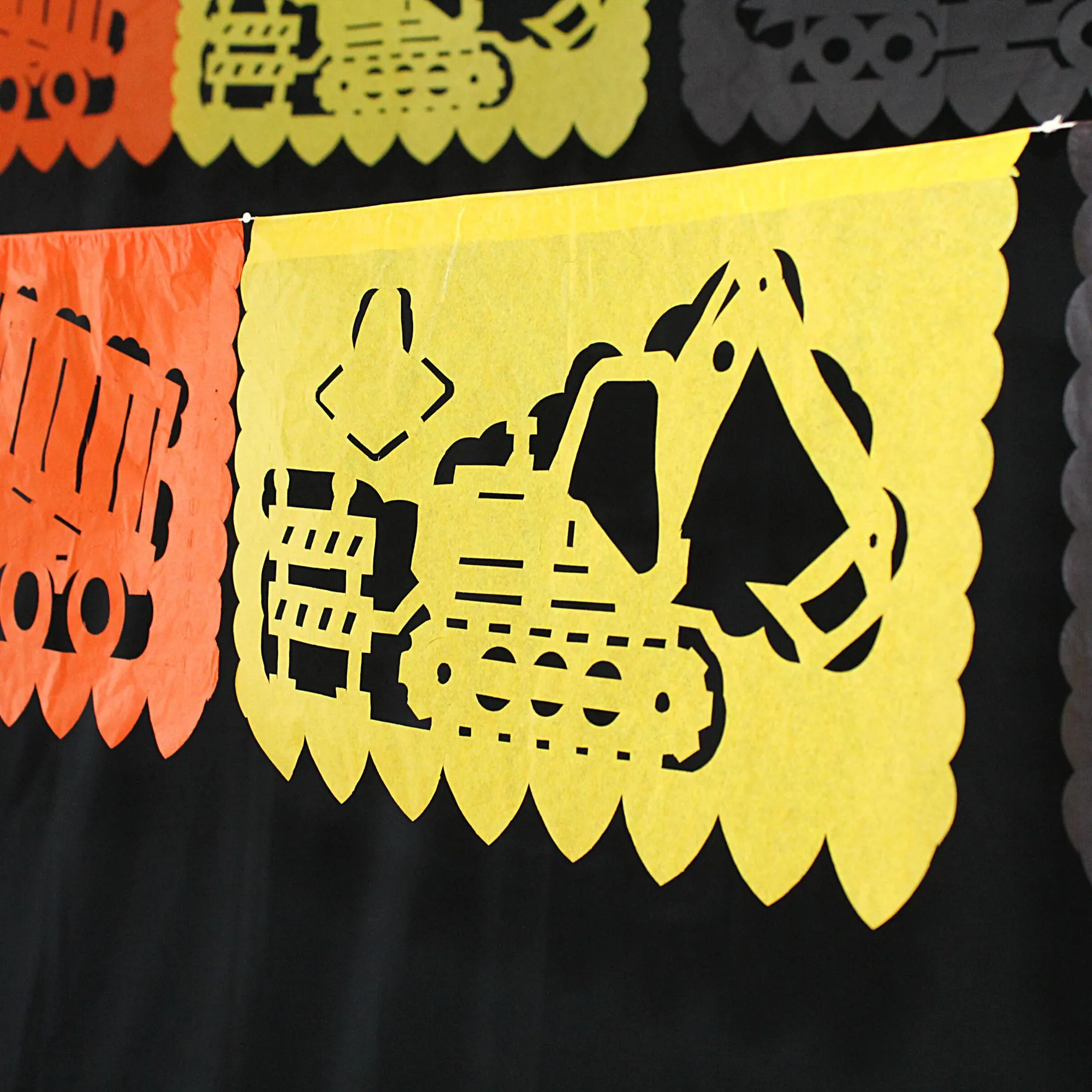 Construction Trucks Papel Picado Banner