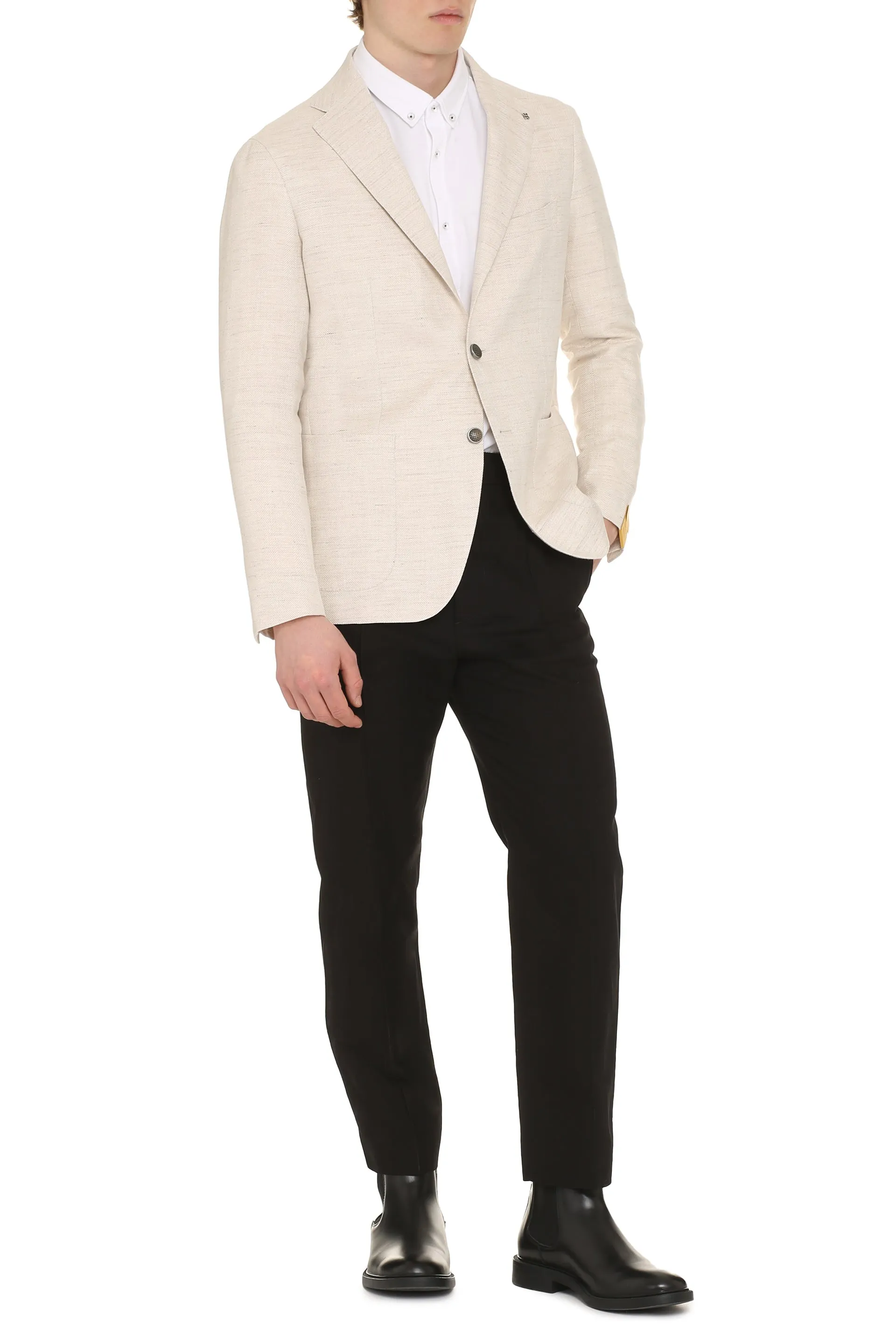Cotton blend single-breast jacket