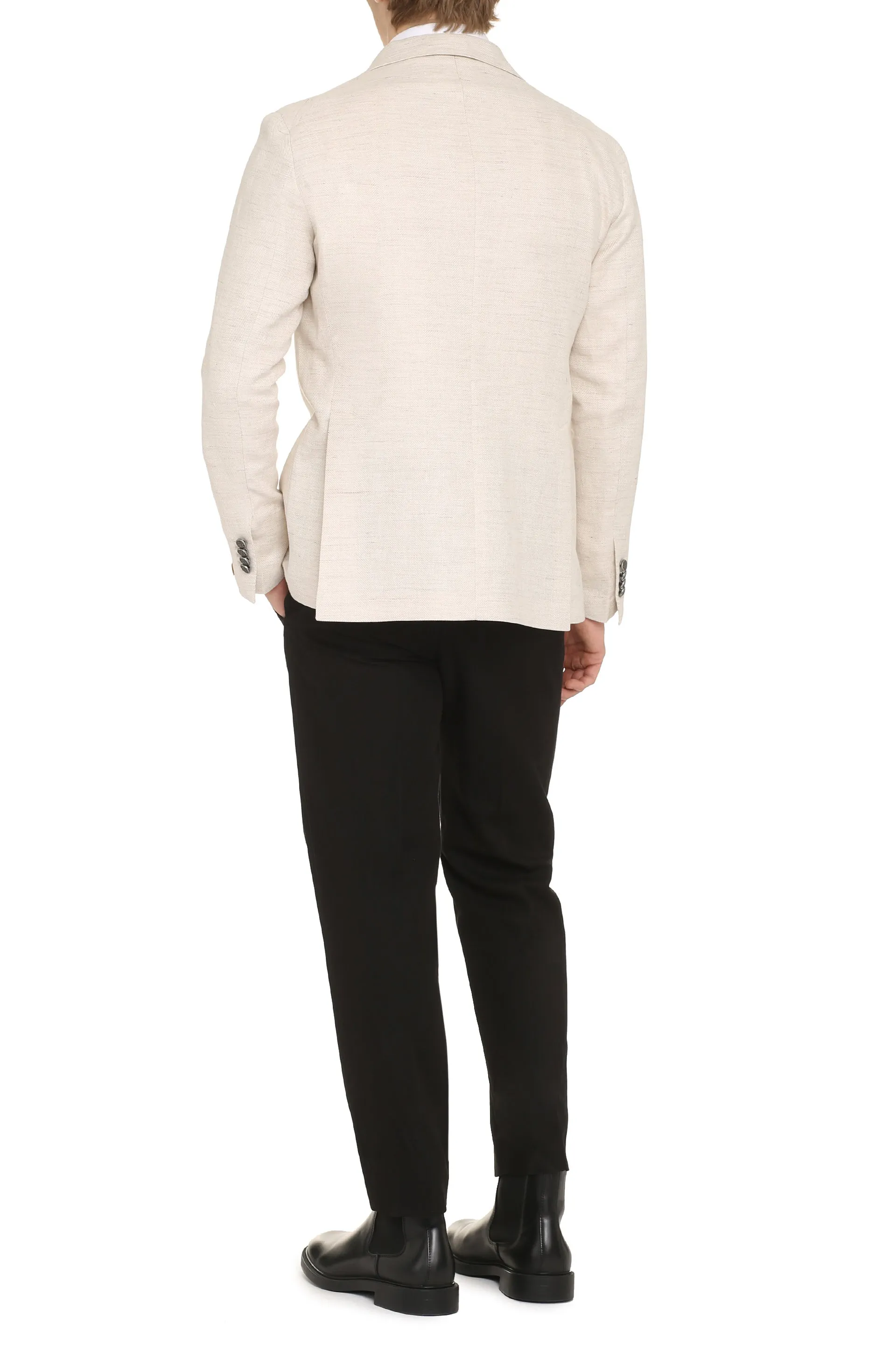 Cotton blend single-breast jacket