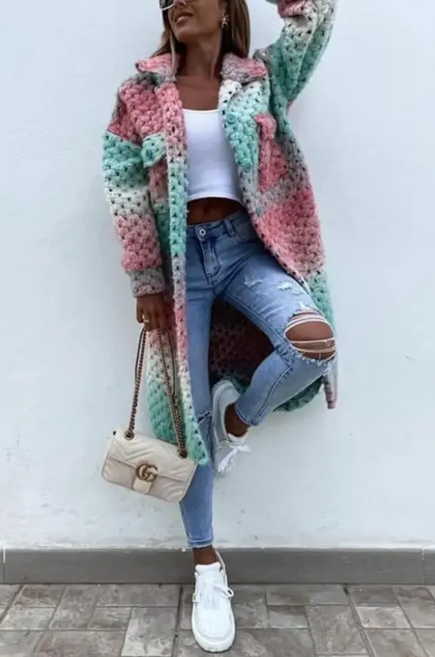 Cynthia - multicolored tweed jacket with pockets